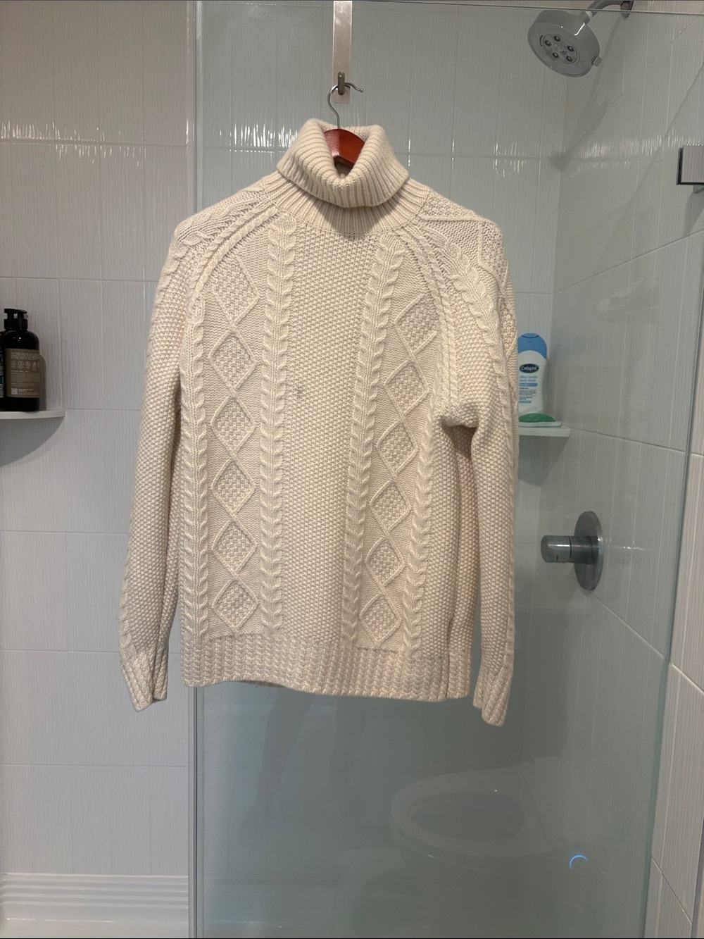 Brooks Brothers Cream Cable Turtleneck Sweater